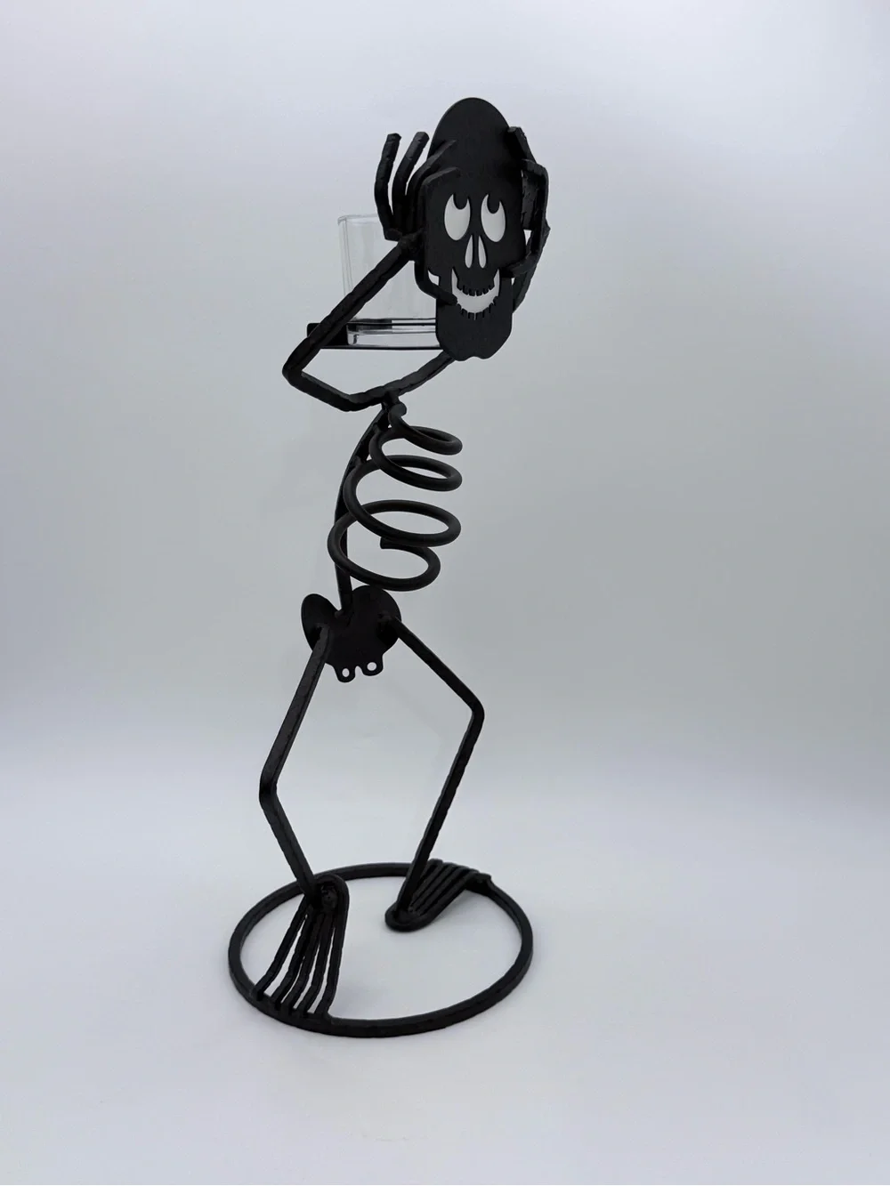 Vtg. PARTYLIGHT Halloween Mr. Bones Metal Skeleton Votive Candle Holder 15”